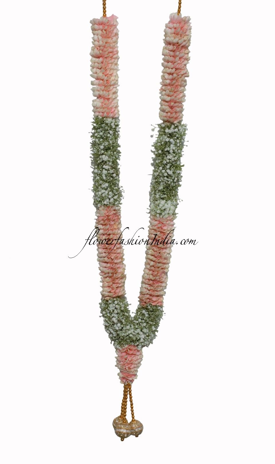 Shop Online For Pink Rose Petals Garland With Baby's Breath For Weddings (1  Pair)