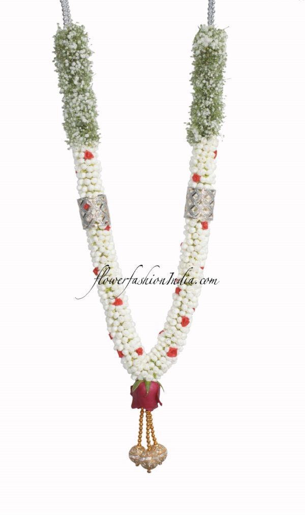 Jasmine Non Fragrance, Baby’s Breath With Red Fabric Flowers Garland