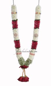 Jasmine Non Fragrance Garland With Red Rose Petals & Baby’s Breath