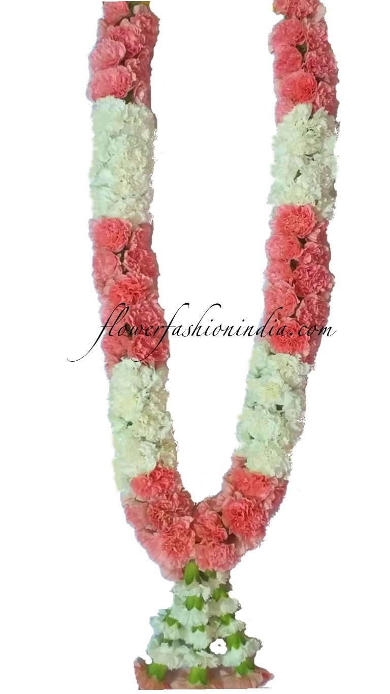 White And Light Pink Carnation Designer Wedding Flower Garland (1 ...