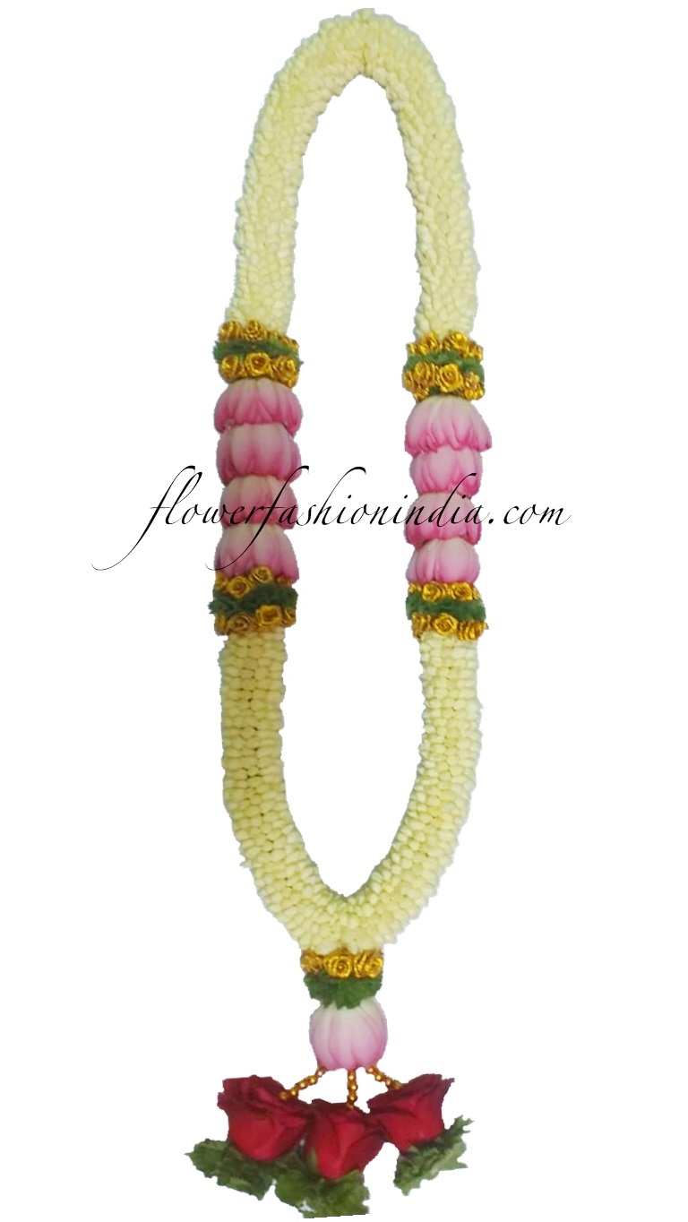 Buy Jasmine Non Fragrance And Lotus Flower Indian Wedding Garland ...